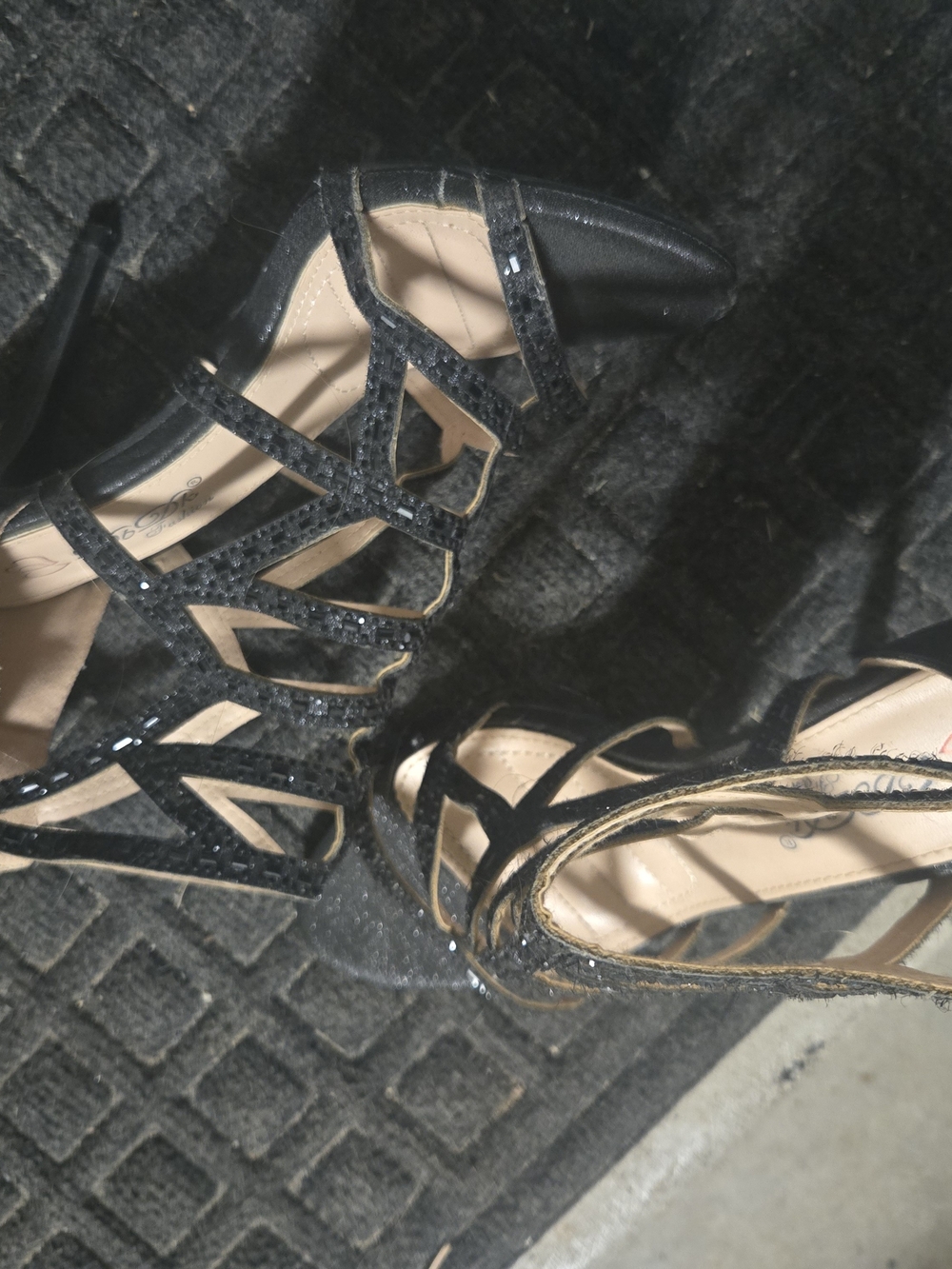 DbDk Fashion Black Glitter Strappy High Heel Sandals